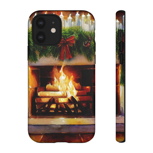 Candles on the Hearth Decorated for Christmas - Impact Resistant Phone Case iPhone 12 Matte
